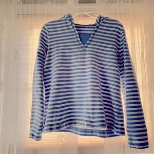 Blue and white nautical look hoodie. Size L